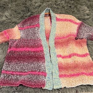 Free People Multicolor Open Front Cardigan